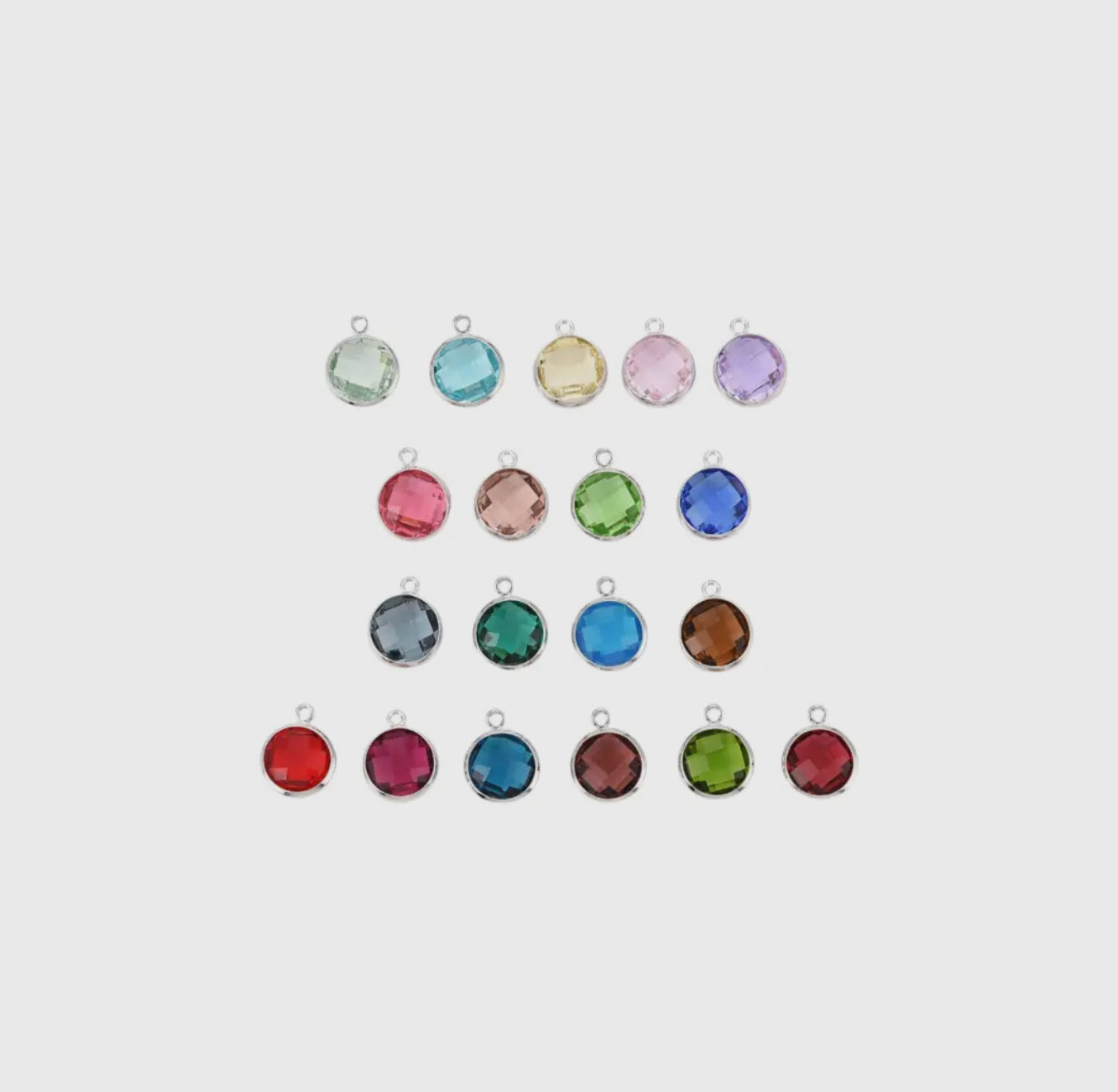 Silver Mini Glass Stone Charm