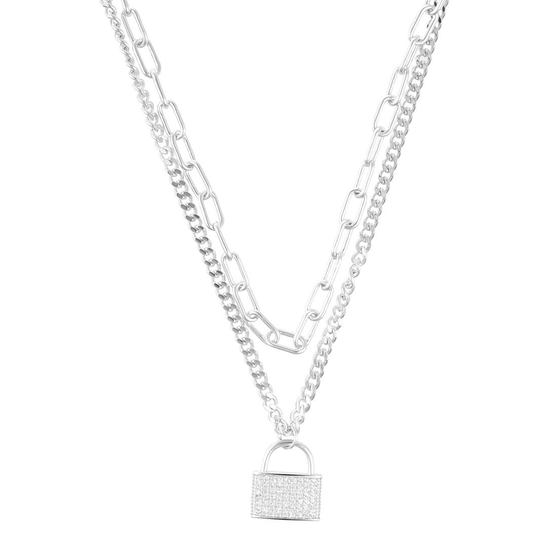 Layered Chain Lock Necklace