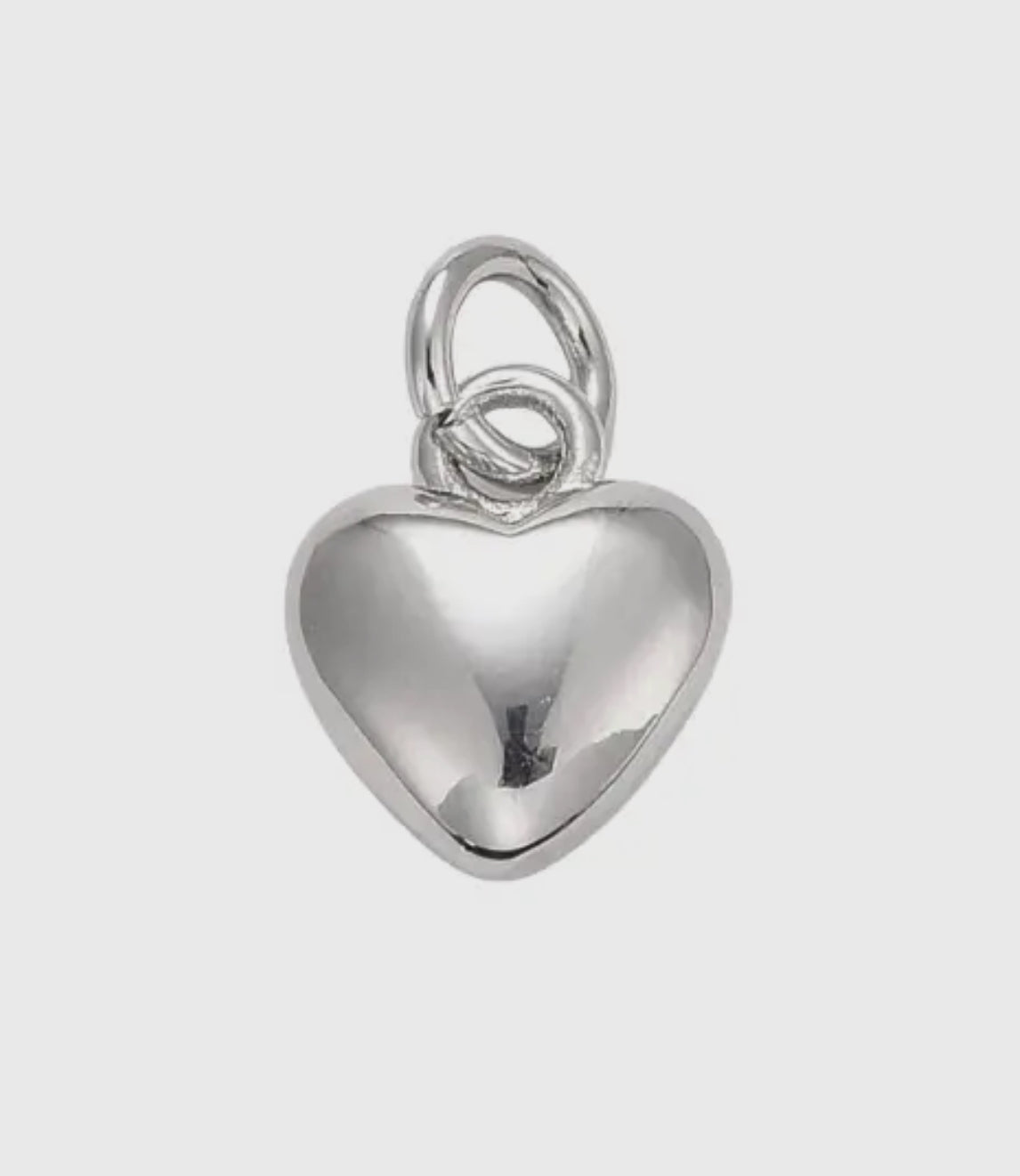 Silver Puff Heart Charm
