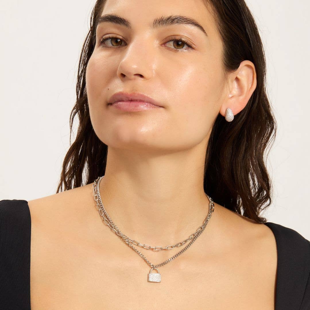 Layered Chain Lock Necklace