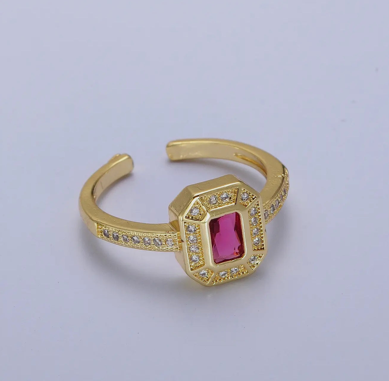 Fuchsia Baguette Ring