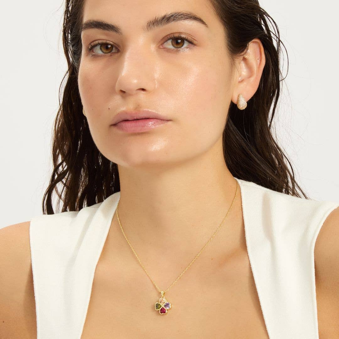 Crystal Heart Clover Necklace