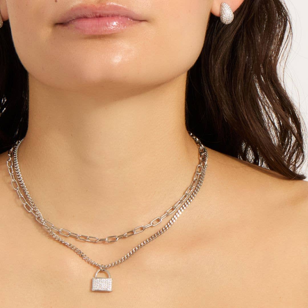 Layered Chain Lock Necklace