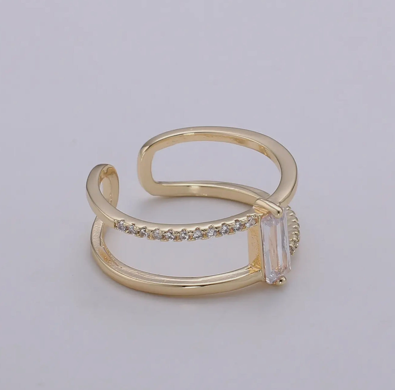 Double Band Baguette Ring