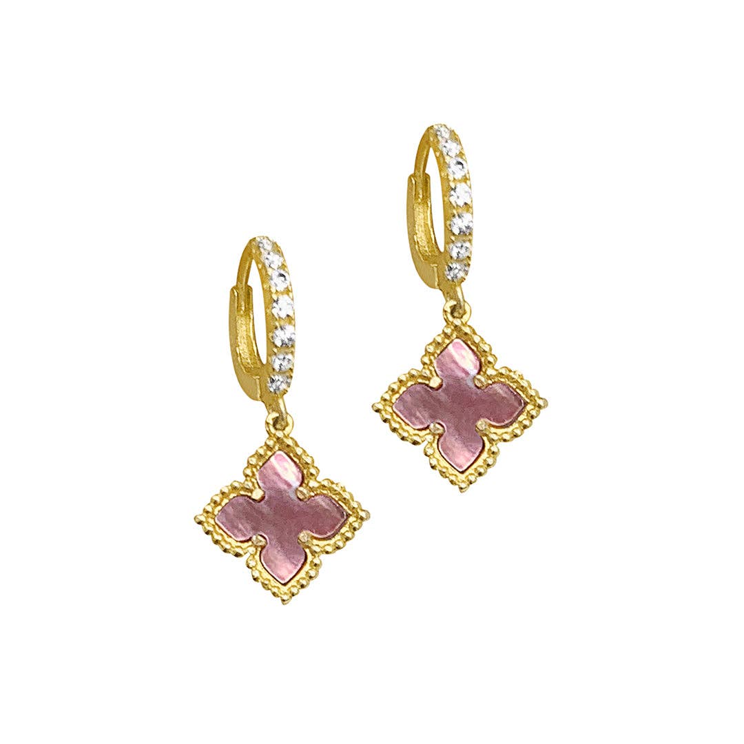 Floral Dangle Mother of Pearl Hoop