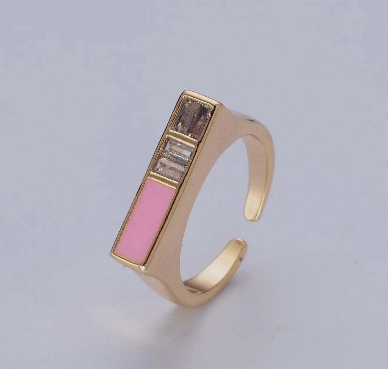 Minimalist Pink Baguette Ring