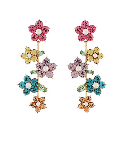 Flower Glass & Pearl Earrings