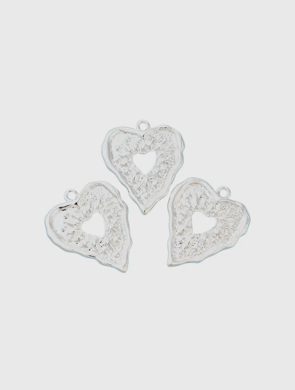 Silver Embossed Heart Charm