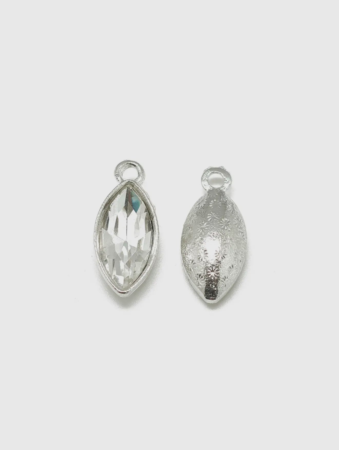 Silver Glass Marquise Charm
