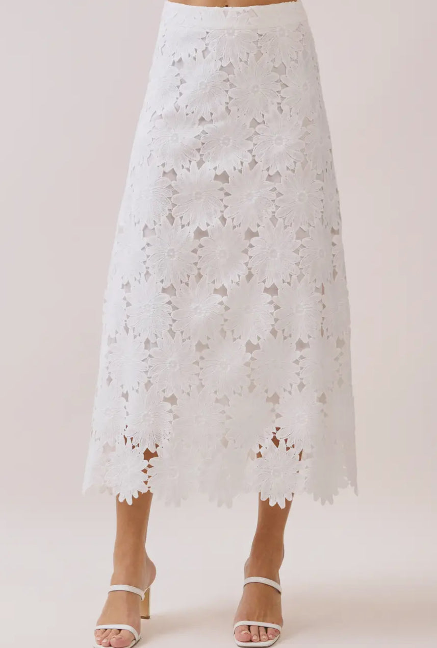 Gypsy Floral Lace Midi Skirt