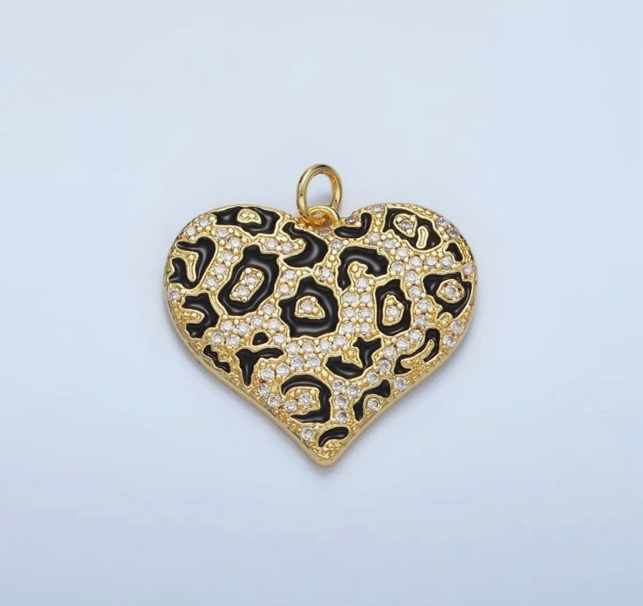 Enamel Cheetah Print Heart Charm