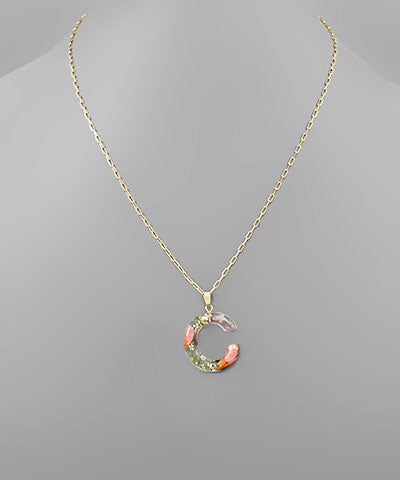 Flower Initial Necklace