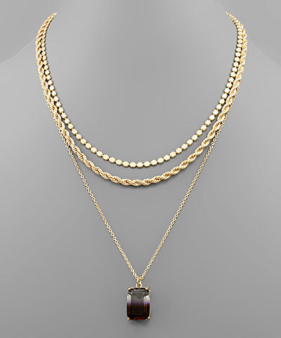 3 Row Ombré Glass Necklace