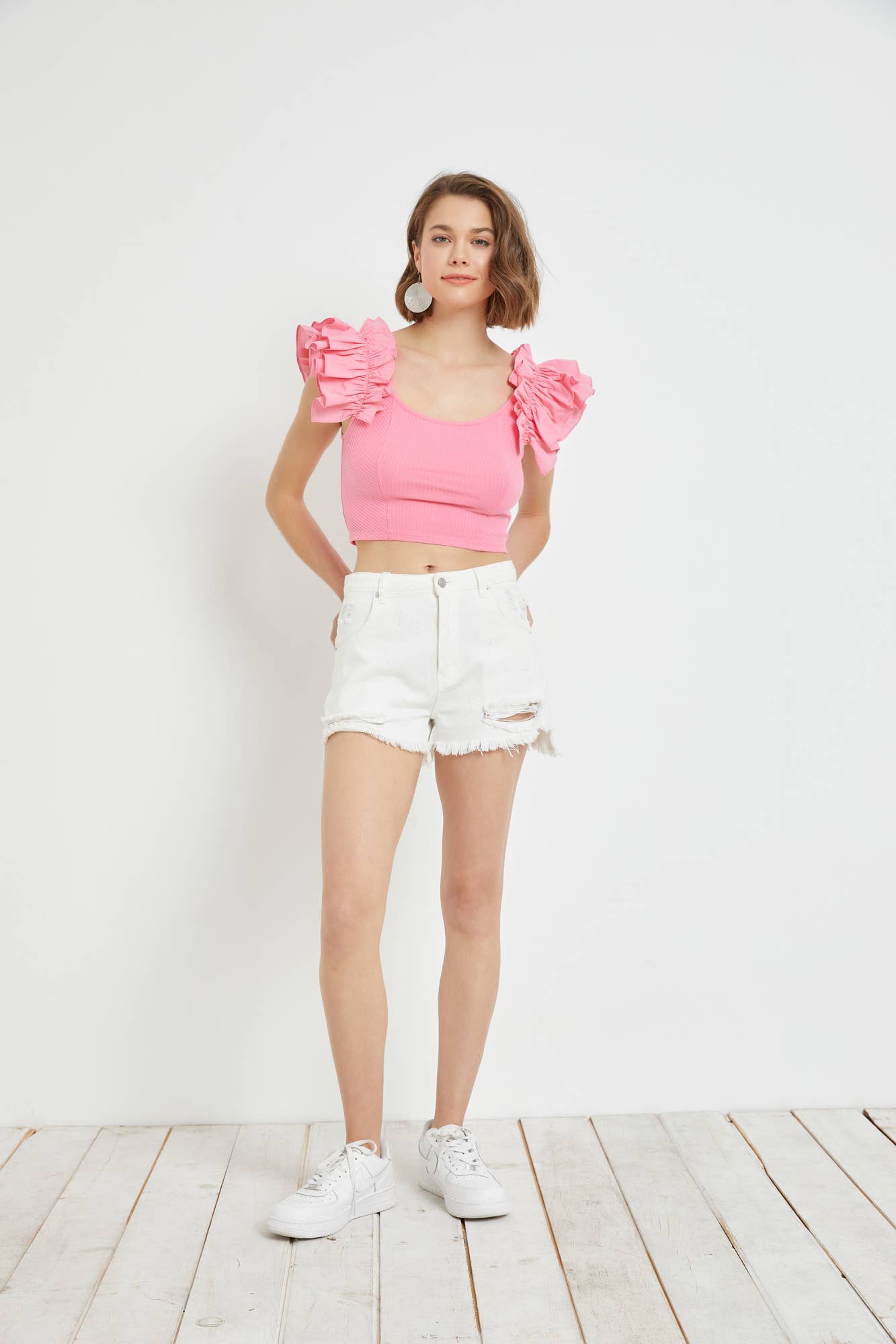 Flutter Sleeve Rib Top