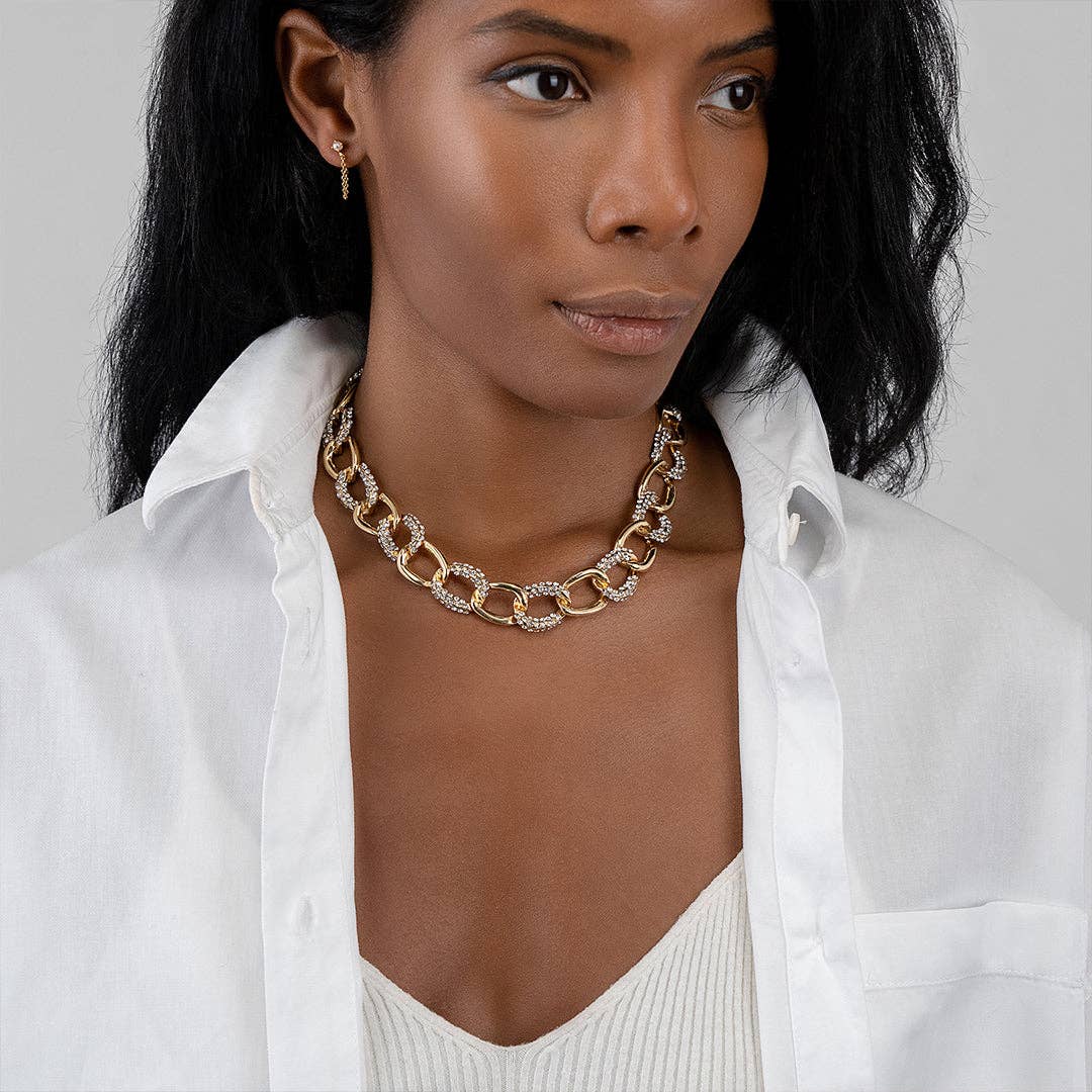 Chunky Crystal Link Chain Necklace