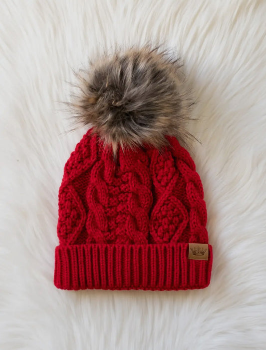 Cable Knit Pom Beanie