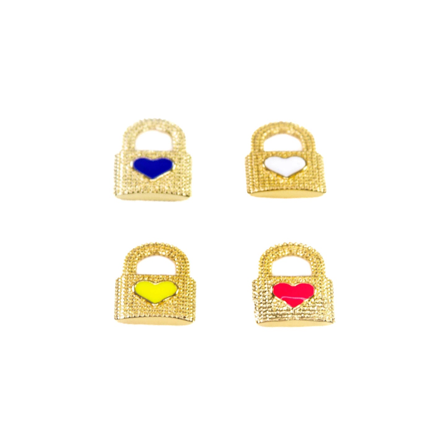 Heart Lock Necklace Bracelet Charms: Neon Yellow