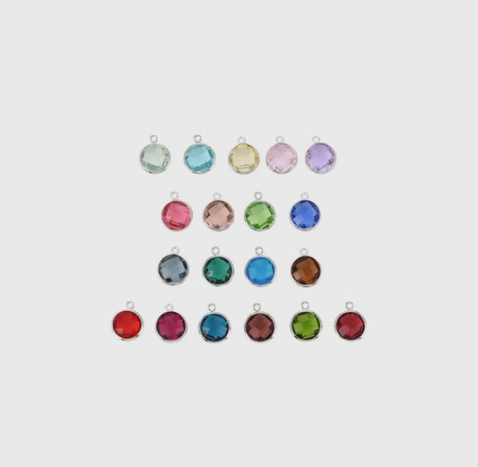 Silver Mini Glass Stone Charm