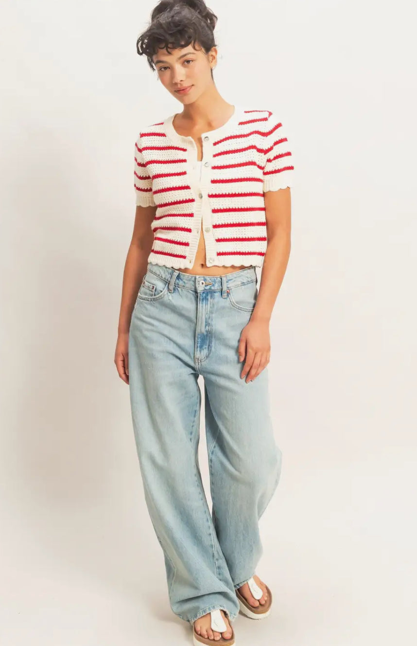 Sandi Striped Short Cardigan