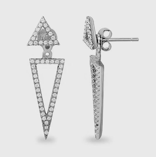 Crystal Triangle Jacket Earrings