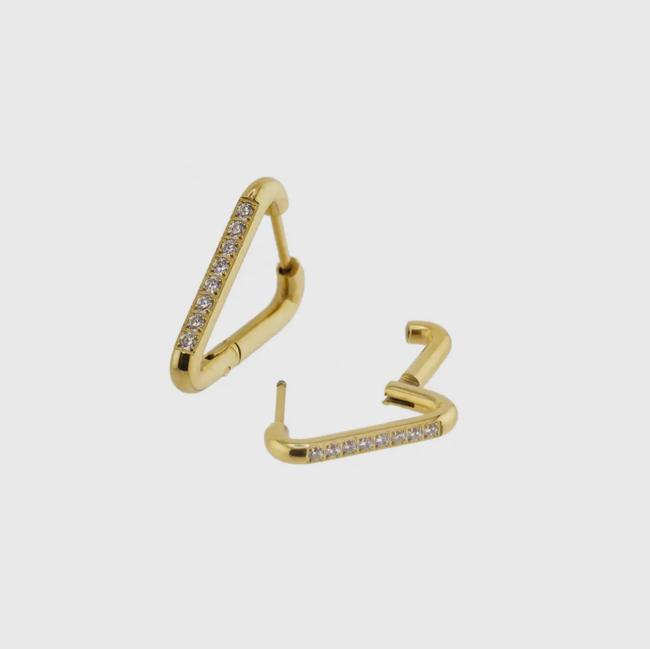Waterproof Gold Triangle Diamond Hoops