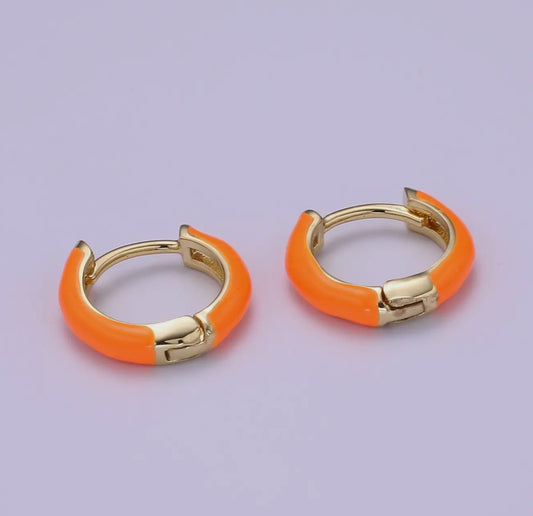 Orange Huggie Hoops