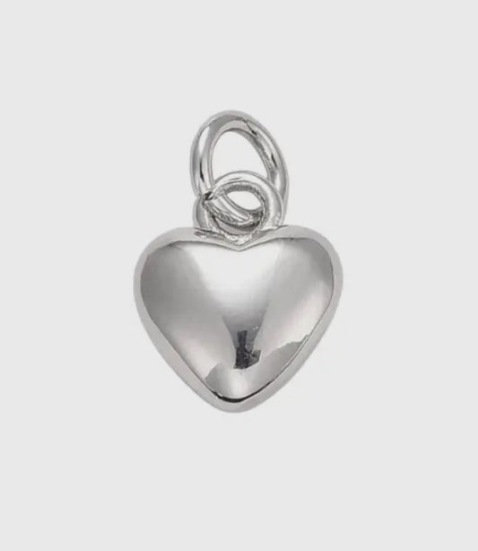 Silver Puff Heart Charm