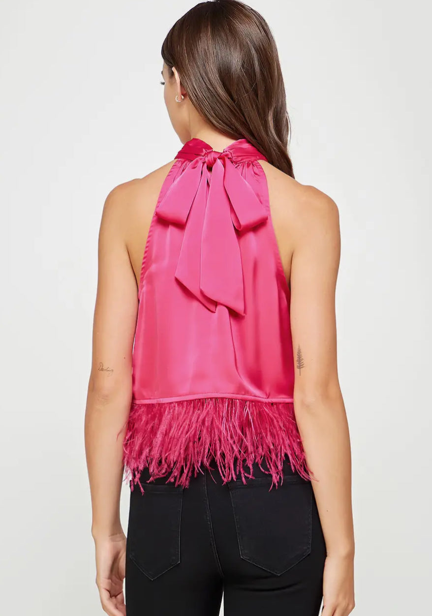 Hailie Halter Feather Top