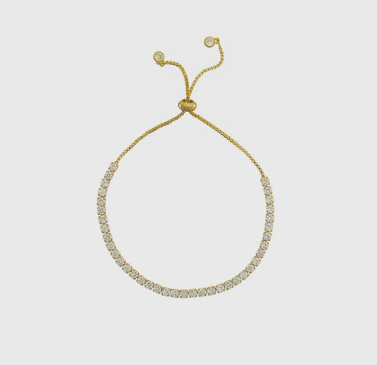 Gold Pull Tie Tennis Bracelet