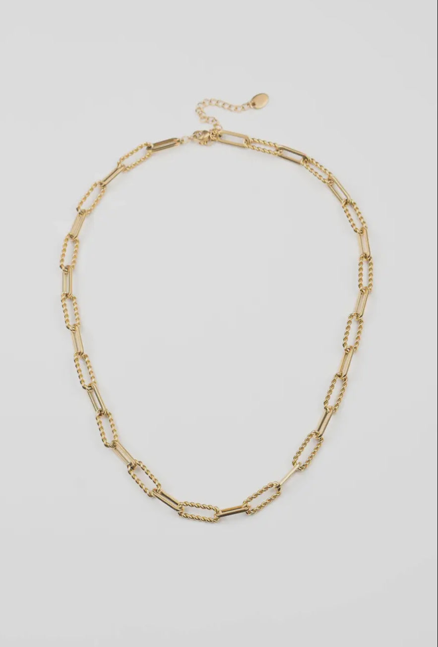 Waterproof Gold Twisted Links Necklace