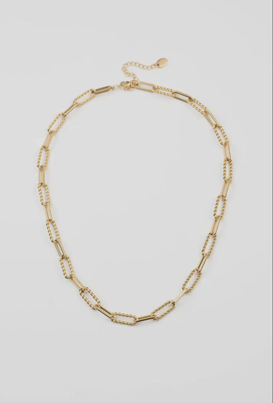 Waterproof Gold Twisted Links Necklace