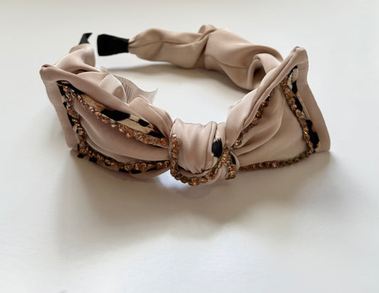 Beige Bow Headband