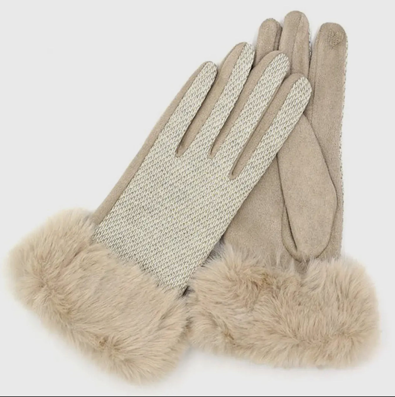 Fiona Knit Fur Cuff Gloves