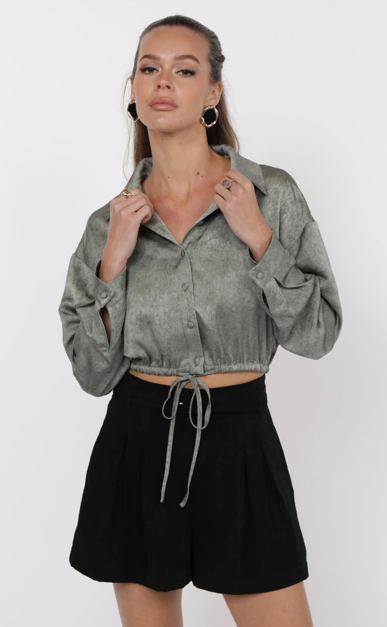 Forever Yours Crinkle Crop Shirt