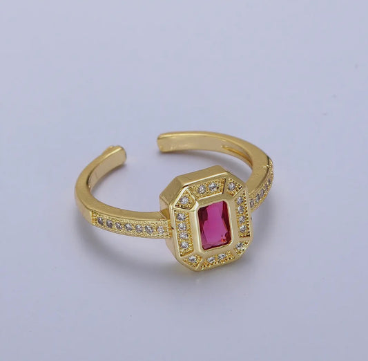 Fuchsia Baguette Ring