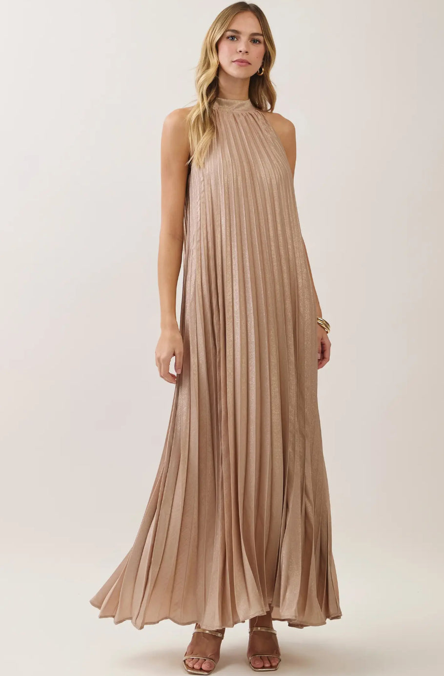Matilda Metallic Halter Dress