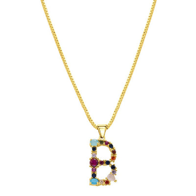 Multi Color Initial Necklace