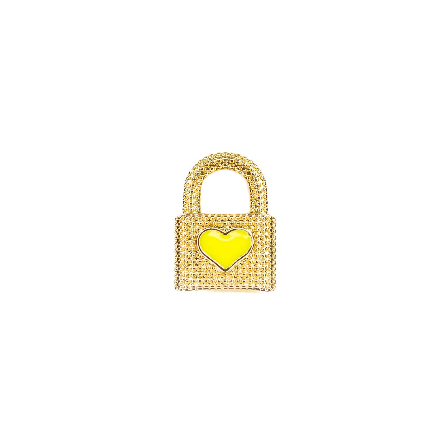 Heart Lock Necklace Bracelet Charms: Neon Yellow