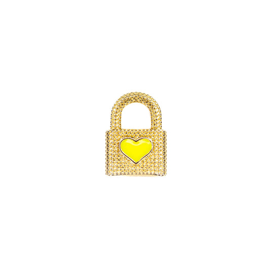 Heart Lock Necklace Bracelet Charms: Neon Yellow