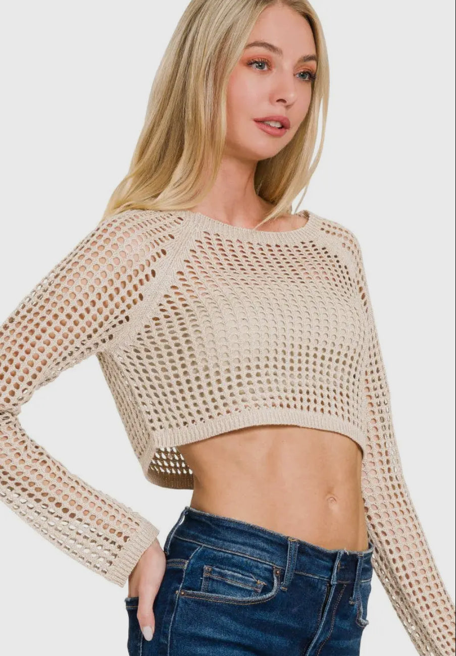 Hollow Knitted Cropped Sweater