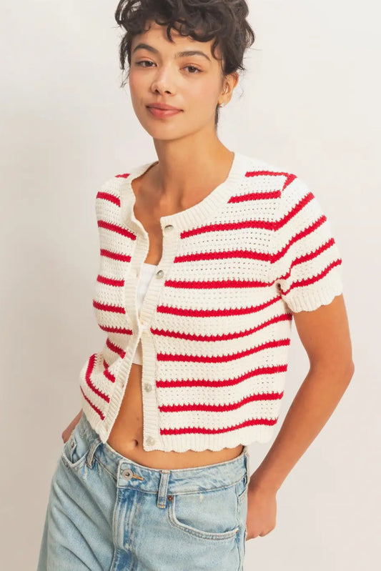 Sandi Striped Short Cardigan