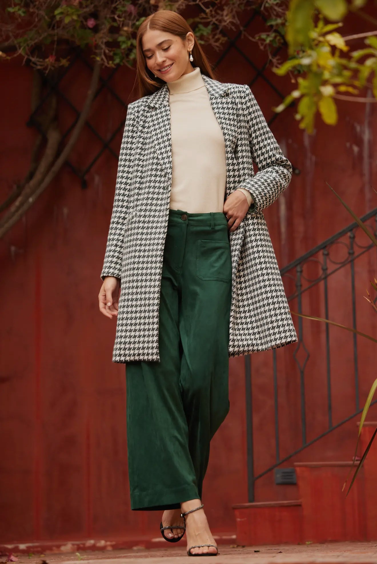 Evergreen Check Long Sleeve Coat