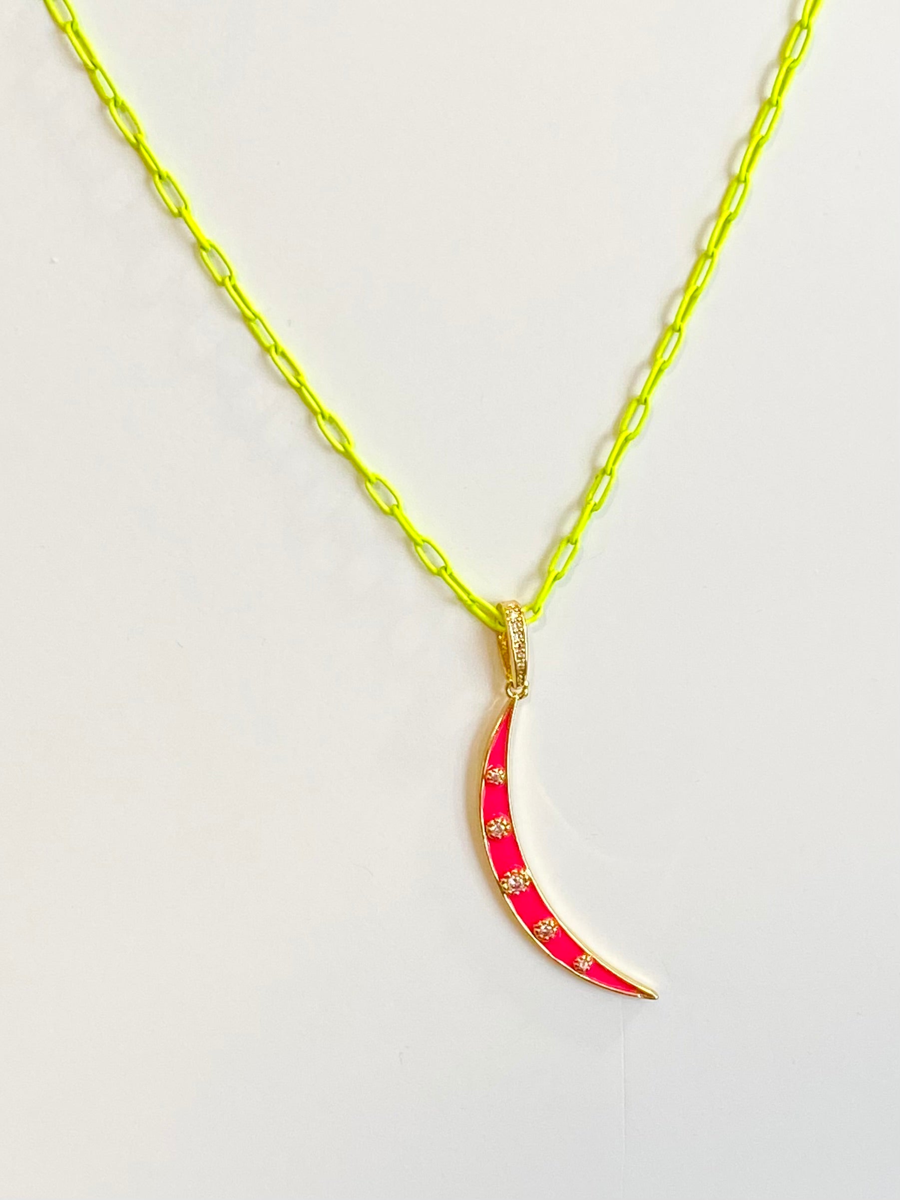 Neon Crescent Moon Necklace