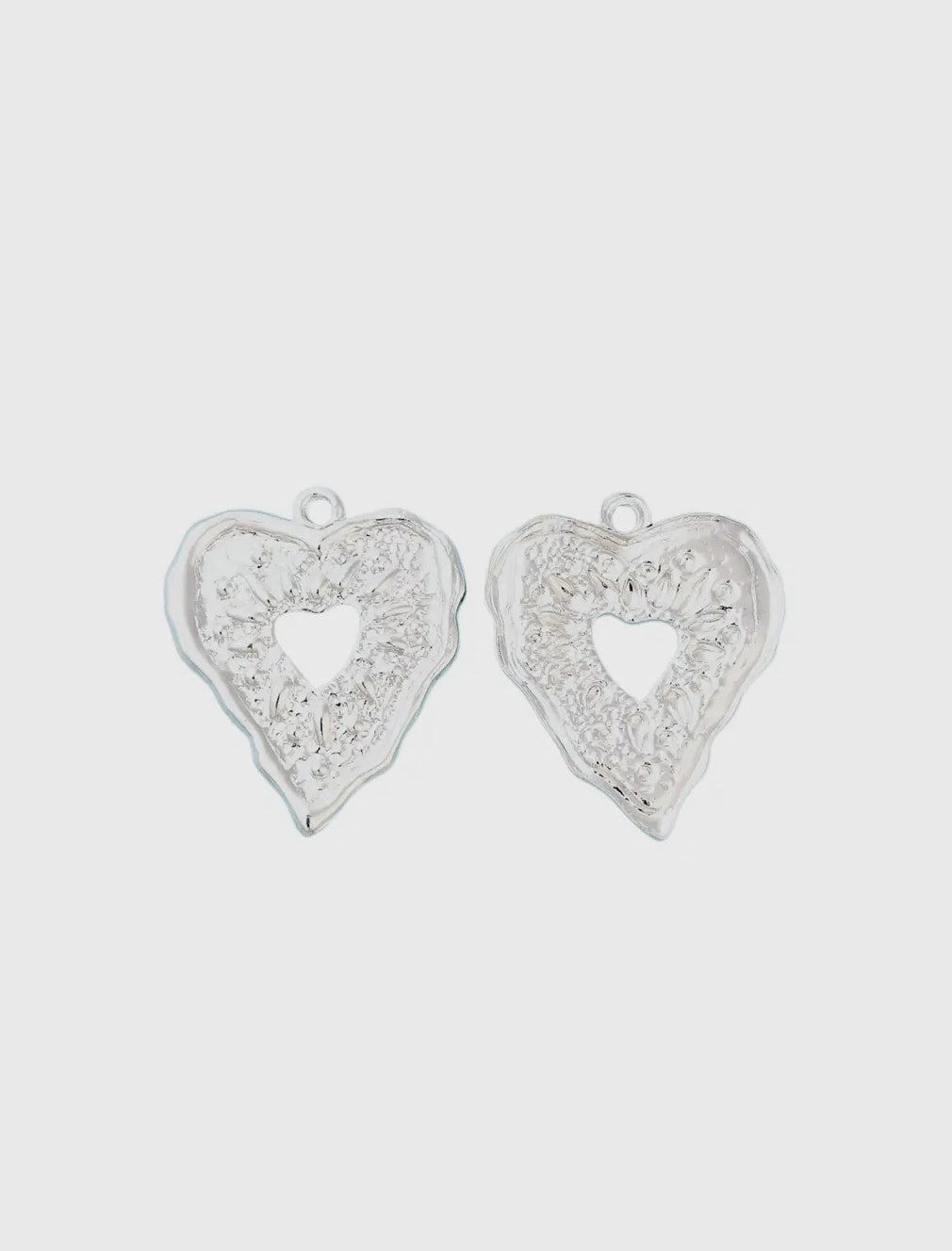 Silver Embossed Heart Charm