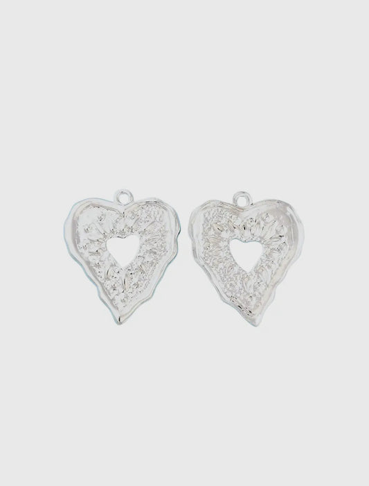 Silver Embossed Heart Charm