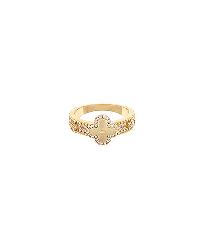 Pave Crystal Clover Ring