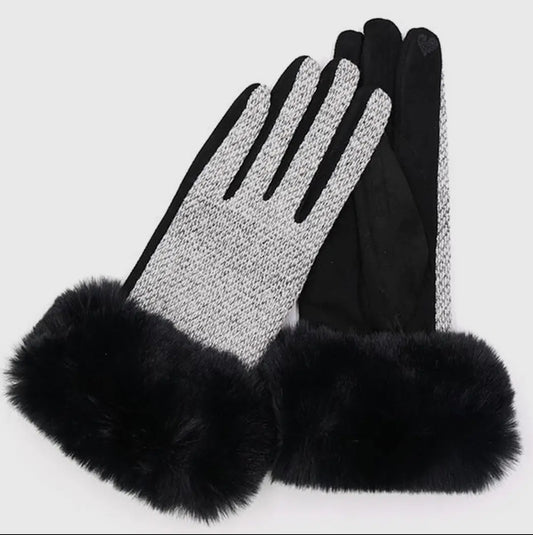 Fiona Knit Fur Cuff Gloves
