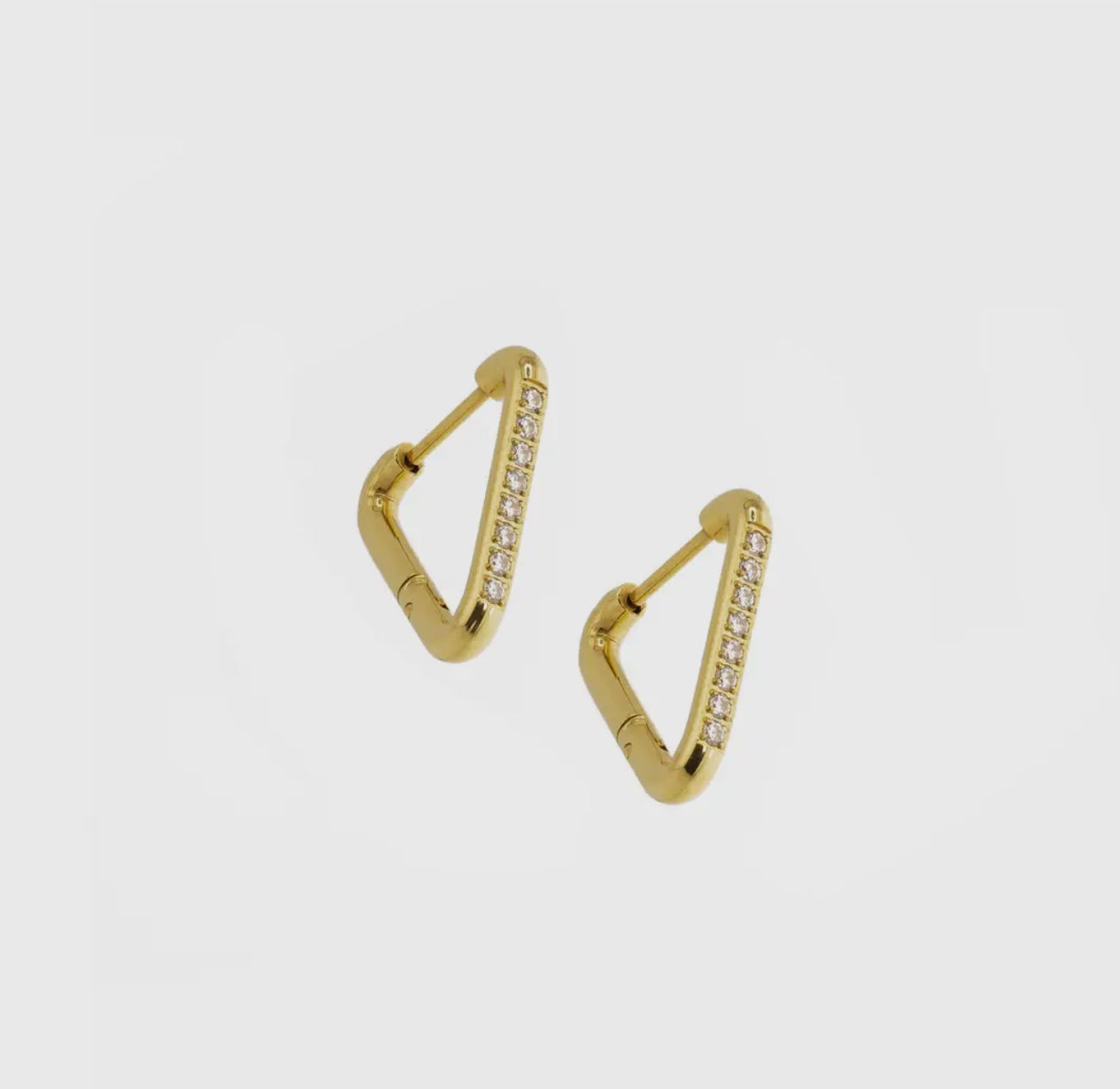 Waterproof Gold Triangle Diamond Hoops