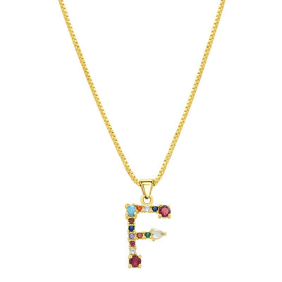 Multi Color Initial Necklace