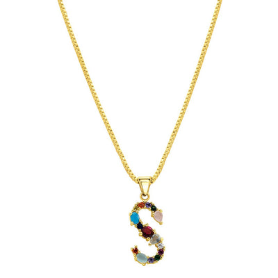 Multi Color Initial Necklace